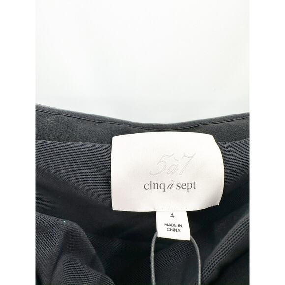 Cinq à Sept Dilan Ruffle-Trim Gown Black Size 4 NWT - Picture 5 of 7